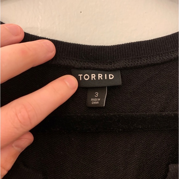 NEVER WORN Torrid 3 French Terry Notch Neck Sweatshirt - Black - Picture 8 of 14
